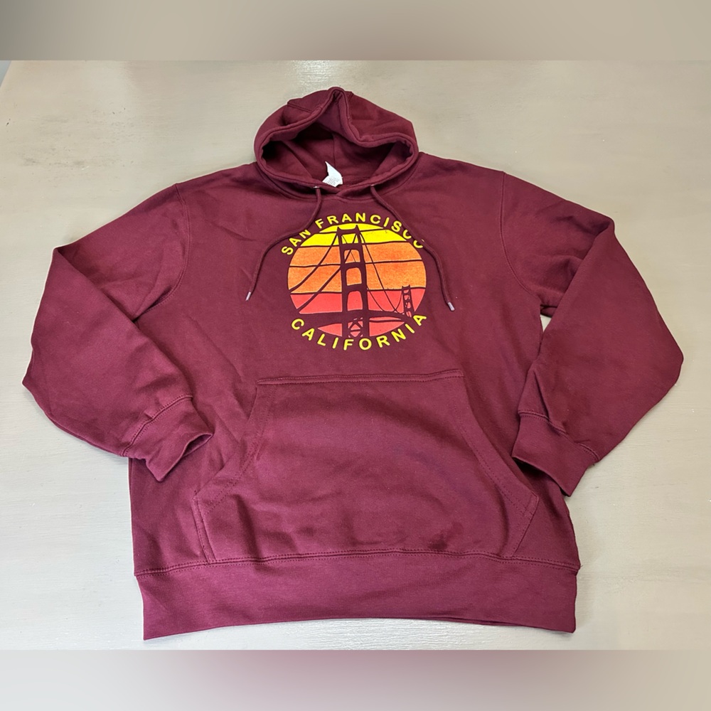 Lane Seven San Francisco California Graphic Maroon Hoodie Pullover Size M